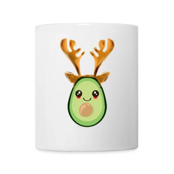 Weihnachten Avocado Rentier Geweihe - Tasse - Weiß - Vorne