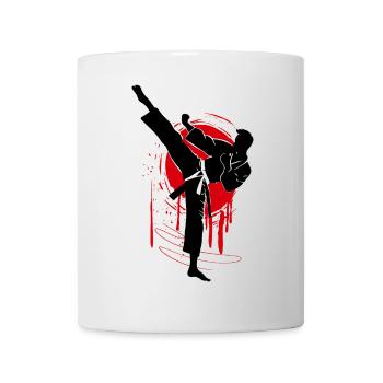Judo Fighter Silhouette, Red Black Abstract - Mug - white - Front