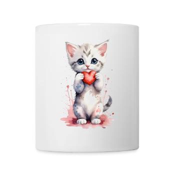 Purrfect Love - Kitten with Heart Watercolor - Mug - white - Front