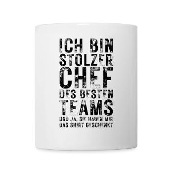 Stolzer Chef T-Shirt – Lustige Sprüche & Teamwork - Tasse - Weiß - Vorne
