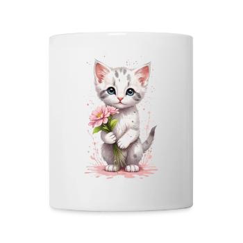 Flower Power Kitten - Watercolor - Mug - white - Front