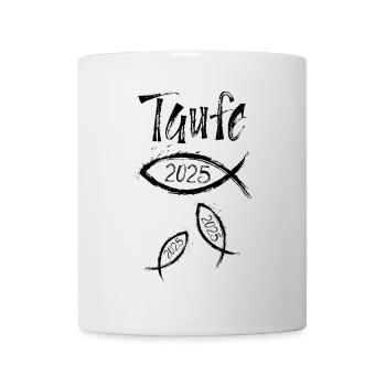 Taufe 2025 3 Fische dynamisch schwimmend - Tasse - Weiß - Vorne