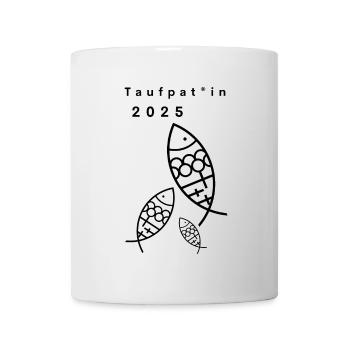 Taufpatin 2025 gendergerecht Taufpate 3 Fische - Tasse - Weiß - Vorne