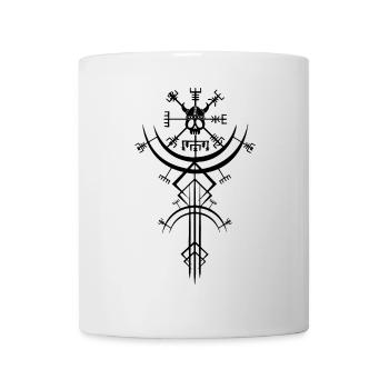 Black skull and Viking compass - Mug - white - Front