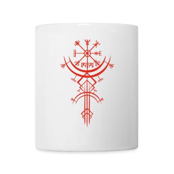 Red symbol of a Viking compass - Mug - white - Front
