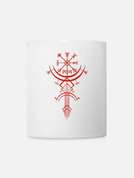Rotes Symbol eines Wikinger-Kompasses - Tasse - Weiß