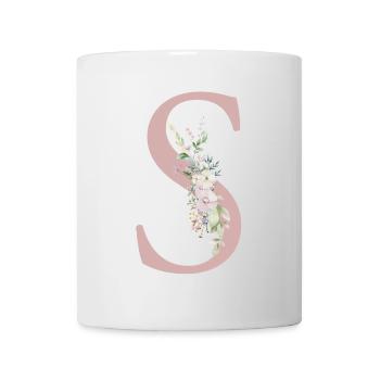 S Monogramme, Floral, Personnalisable - Mug blanc - blanc - Devant