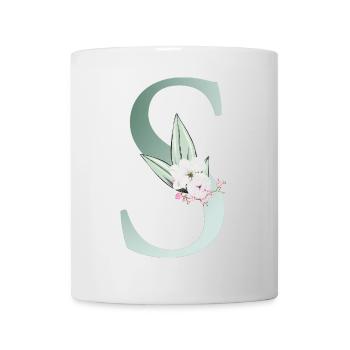 S Monogramme, Floral, Personnalisable - Mug blanc - blanc - Devant