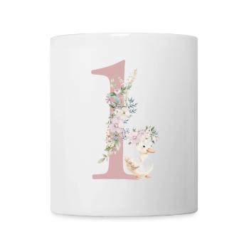 Number 1, floral, personalizable - Mug - white - Front