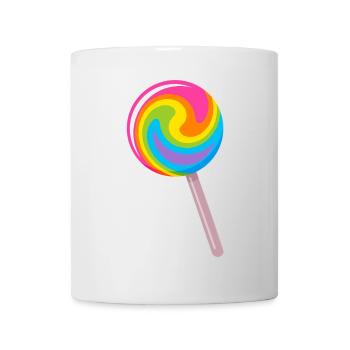Colourful spiral lollipop in rainbow colours - Mug - white - Front