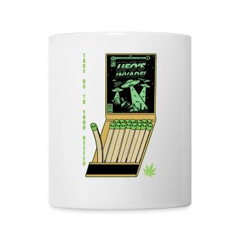 UFO Invasion Vintage Poster Design - Mug - white - Front