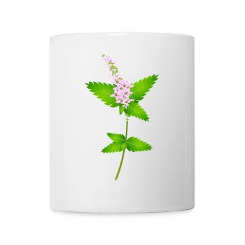 Menthe avec des fleurs – motif de la nature pour les amateurs d’herbes - Mug blanc - blanc - Devant
