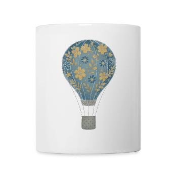 Romantic Flower Hot Air Balloon Vintage Look🎈 - Mug - white - Front
