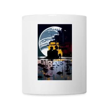 Futuristisches Stadtbild mit Silhouetten - Tasse - Weiß - Vorne