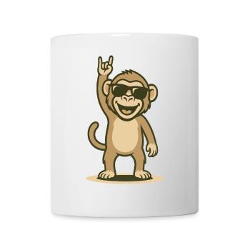 Babouin rocker cool avec lunettes de soleil - Mug blanc - blanc - Devant