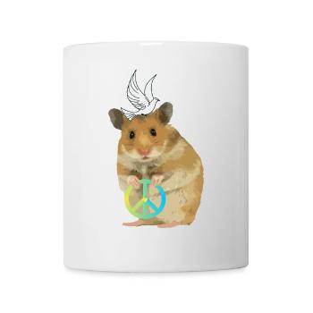 Hamster Menno Frieden Peace Friedenstaube - Tasse - Weiß - Vorne