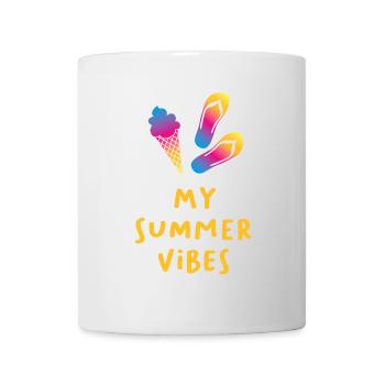 Summer Vibes Cream Flip Flops Quote Summer Vacation - Mug - white - Front