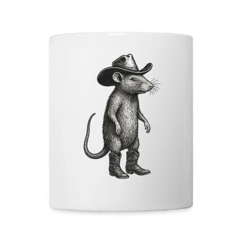 Drôle de souris Cowboy Western Life Rodeo Cult - Mug blanc - blanc - Devant