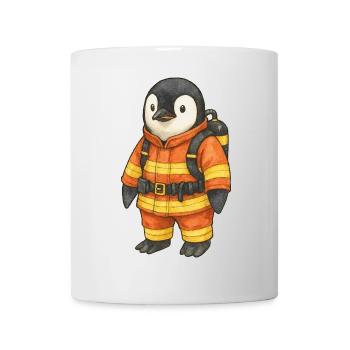 Mignon pingouin pompier héros de la sécurité - Mug blanc - blanc - Devant