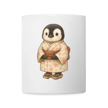 Süßer Pinguin Cartoon Japan Urlaub Kimono Kawaii - Tasse - Weiß - Vorne