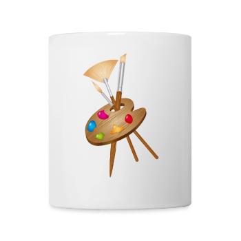 Artist palette with bright colors and brushes - Mug - white - Front