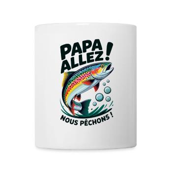 Papa allez! Nous pêchons ! Truite sautante - Mug blanc - blanc - Devant