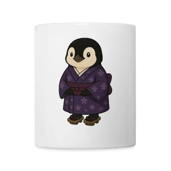 Kawaii Pingouin Chibi Cosplay Kimono Culture - Mug blanc - blanc - Devant