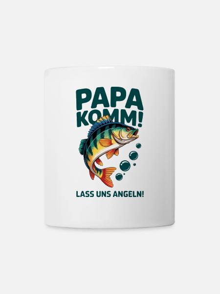 Papa komm wir gehen angeln! Angeln mit Papa - Tasse - Weiß