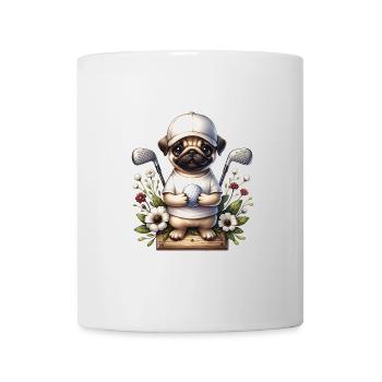 Lustiger Golf Hund Lustige Pug Golfer Design - Tasse - Weiß - Vorne