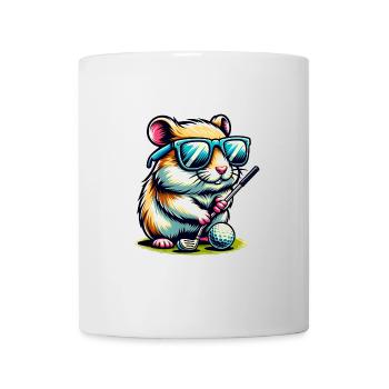 Funny hamster golfer playing golf on the - Mug - white - Front