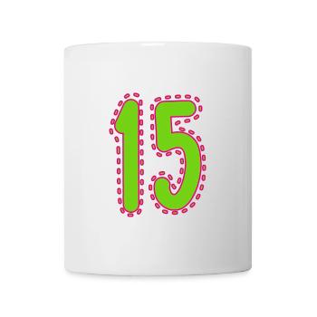 15. 15 ANS. 15e ANNIVERSAIRE. ANNIVERSAIRE 15 ANS. - Mug blanc - blanc - Devant