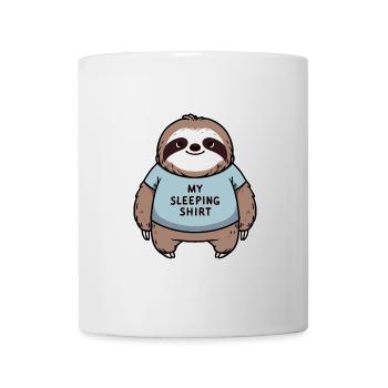 Faultier Schlaf T-Shirt Yogashirt Ruhe & Yoga Blau - Tasse - Weiß - Vorne
