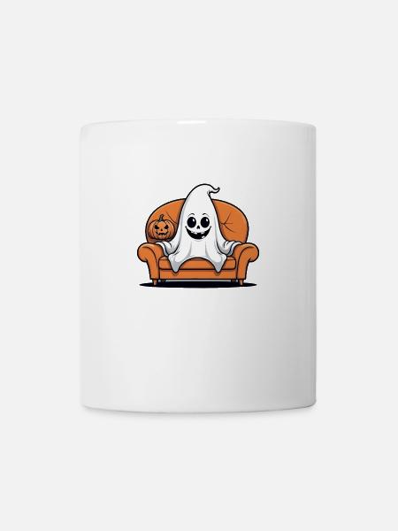 Ghost Ghost Halloween Pumpkin Coach Funny - Mug - white