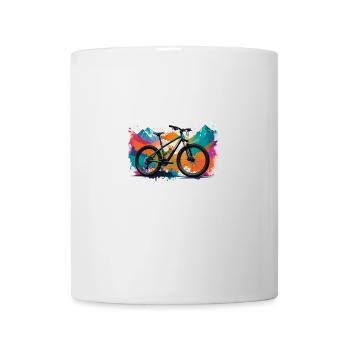 illustration,mountainbike,rennrad,graffiti,berge - Tasse - Weiß - Vorne