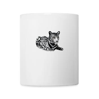 Tiger,Leopard,Pailletten,Glitzer,schwarz-weiß - Tasse - Weiß - Vorne
