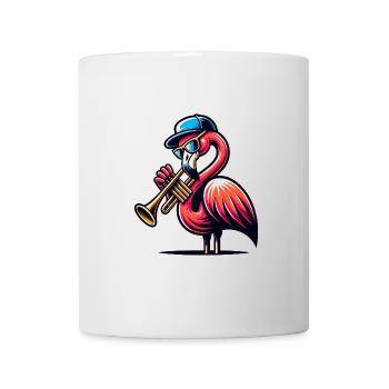 Cool trompette flamant rose avec chapeau - Mug blanc - blanc - Devant