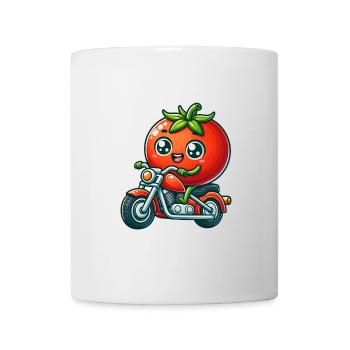 Drôle de tomate chevauchant sur la moto - Mug blanc - blanc - Devant