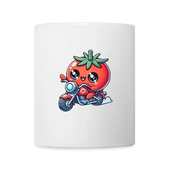 moto tomate drôle dessin animé tour - Mug blanc - blanc - Devant