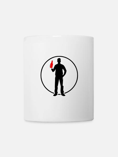 Bier Trinken Silhouette - Tasse - Weiß