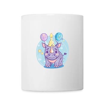 Bande dessinée d’anniversaire de rhinocéros - Mug blanc - blanc - Devant