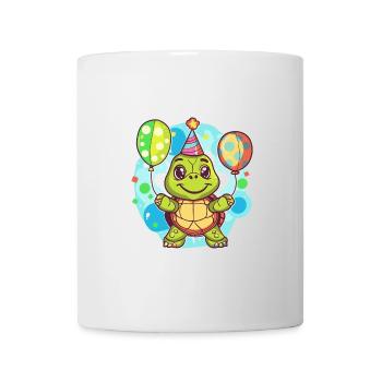 Bande dessinée d’anniversaire de tortue - Mug blanc - blanc - Devant