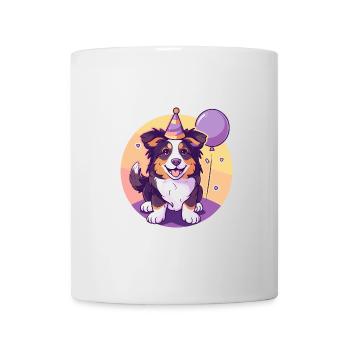 Border Collie Chiens Anniversaire Bande dessinée - Mug blanc - blanc - Devant