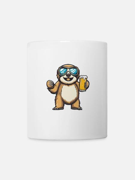 Faultier Ski Bier - Tasse - Weiß