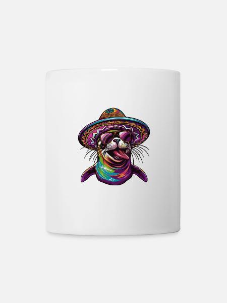 Robbe Tier Lustig Sombrero - Tasse - Weiß