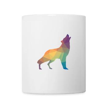 Wolf Mosaik, Silhouette, Profil - Tasse - Weiß - Vorne