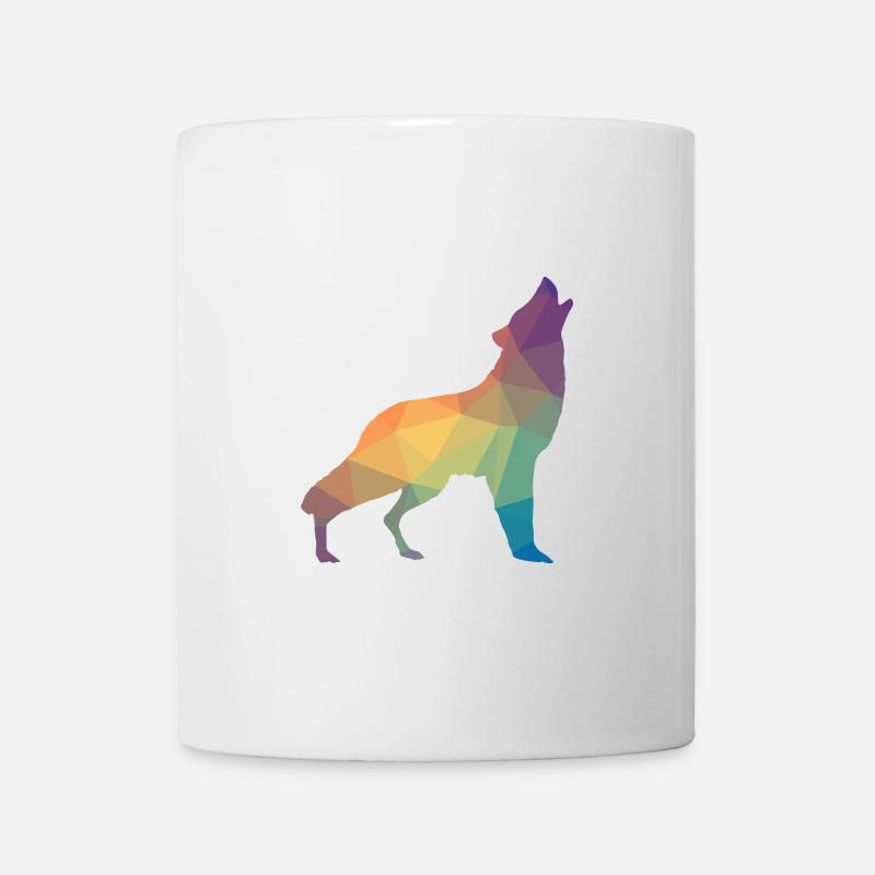 Wolf Mosaik, Silhouette, Profil - Tasse - Weiß