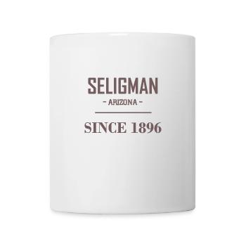 Seligman since 1896, Arizona, road 66 USA, Auto - Tasse - Weiß - Vorne