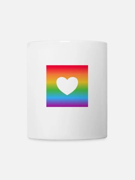 Regenbogen-Herz - Tasse - Weiß