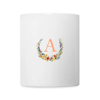 A Monogram Floral, Floral Wreath, Personalizable - Mug - white - Front