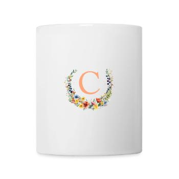 C Monogram Floral, Floral Wreath, Personalizable - Mug - white - Front